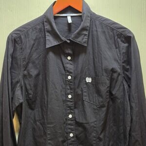 Cinch Shirt Mens XL Black Solid Long Sleeve Button Up Western Cotton Logo